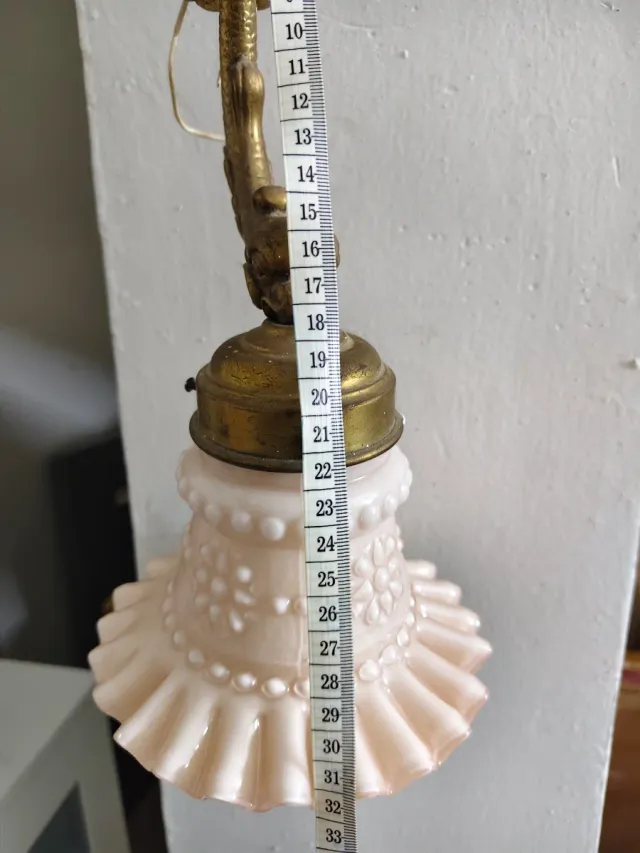 Aplique pared antiguo pez dorado cristal opalino