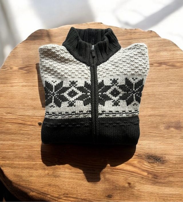 Maglione con zip fantasia norvegese