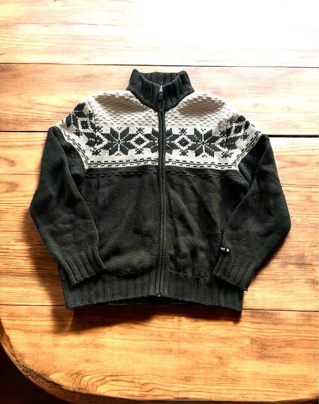 Maglione con zip fantasia norvegese