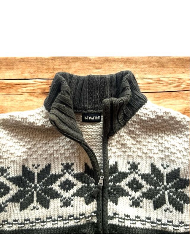 Maglione con zip fantasia norvegese