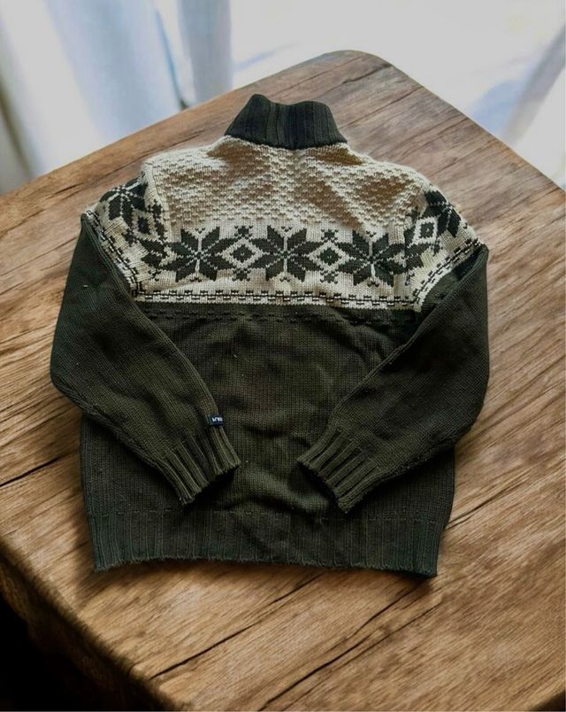 Maglione con zip fantasia norvegese