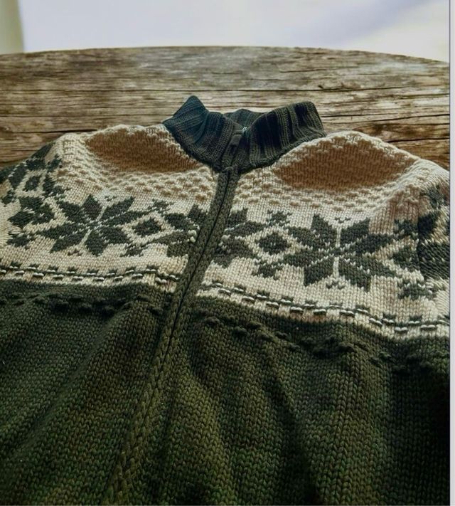 Maglione con zip fantasia norvegese
