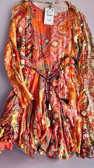 Vestido Zara Estampado Boho Talla XS