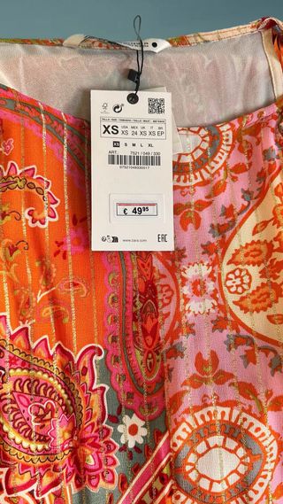 Vestido Zara Estampado Boho Talla XS