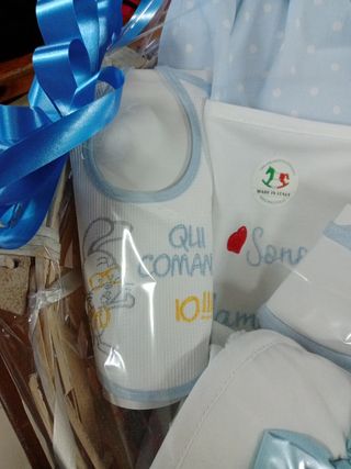 Cesto nascita completo azzurro