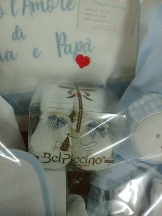 Cesto nascita completo azzurro