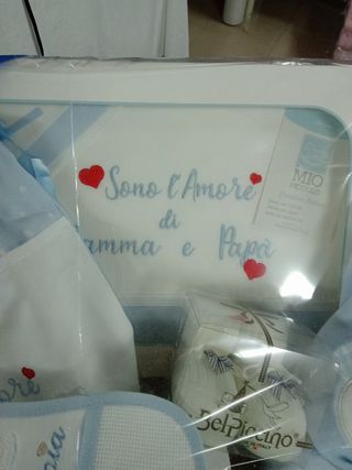 Cesto nascita completo azzurro