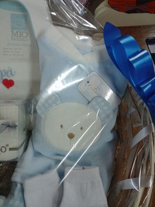 Cesto nascita completo azzurro