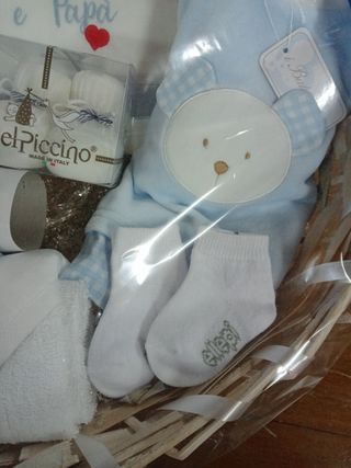 Cesto nascita completo azzurro