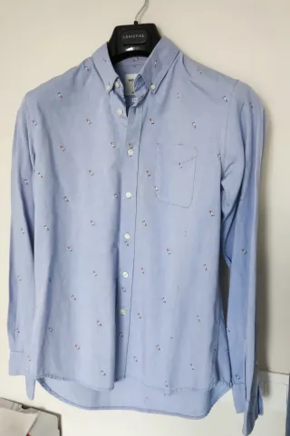 Camisa Oxford azul estampado original