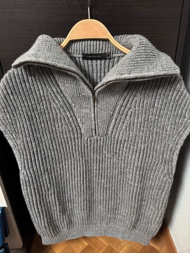Chaleco Cortefiel punto gris Talla M