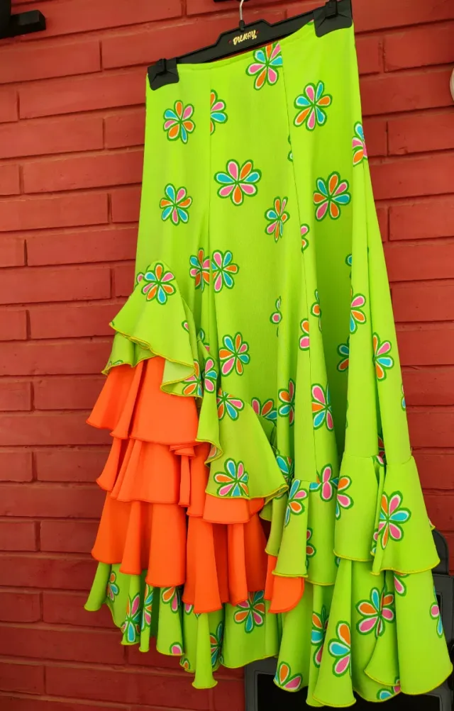 Falda Flamenca/Festival Verde y Naranja