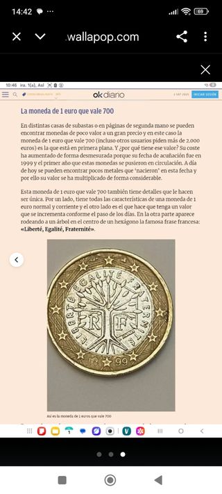 Moneda 1 Euro Francia 1999