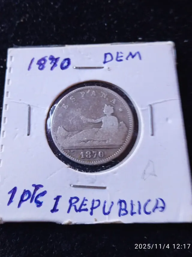 Una peseta 1870 DEM Primera Republica