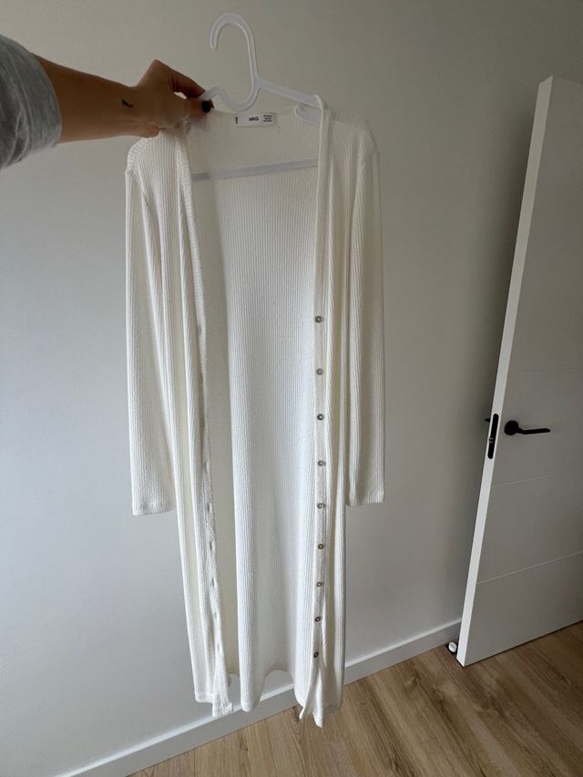 Mango Chaqueta Larga Blanca Talla Única