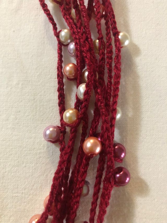 Collana cotone con perline