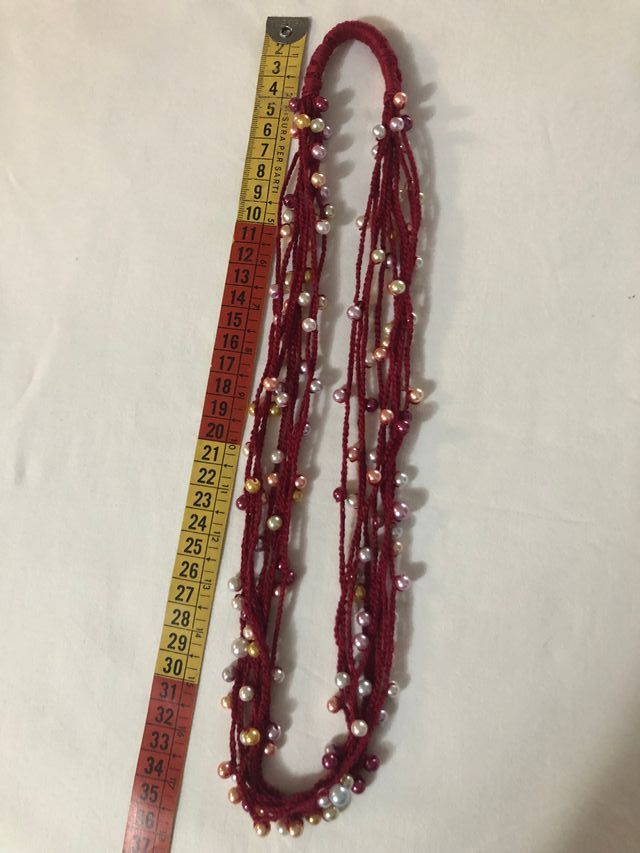 Collana cotone con perline