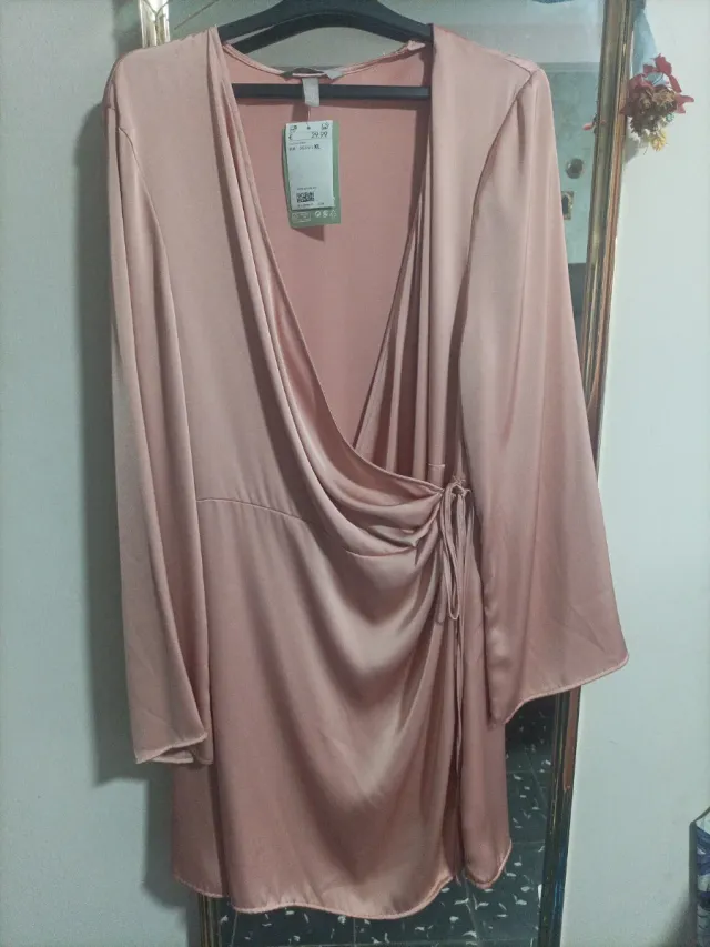 Vestido H&M Raso Cruzado Talla XL