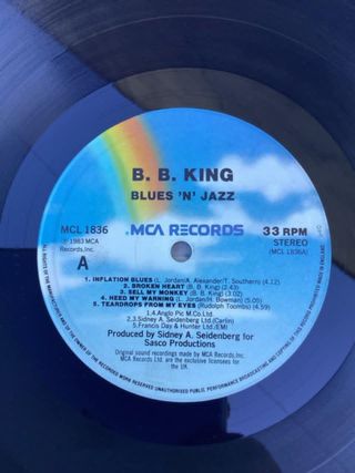 B.B. King Blues 'N' Jazz LP Vinile 1983