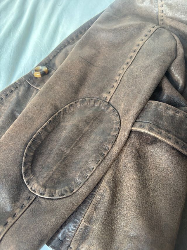 Chaqueta de cuero Purificación García marrón