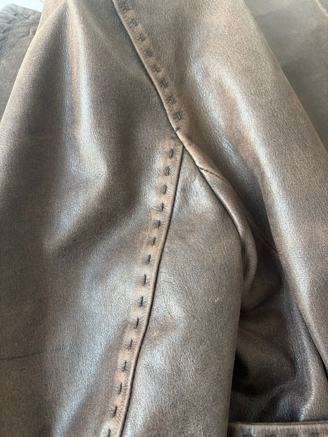 Chaqueta de cuero Purificación García marrón