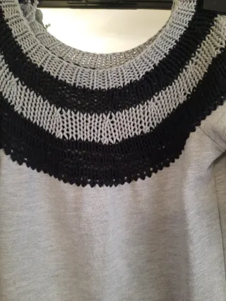 Maglia lunga felpata grigia e nera