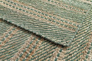 Tappeto beige/verde in juta e lana
