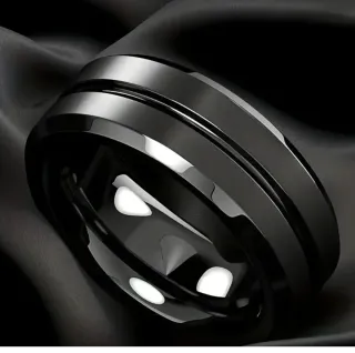 Anillo de Tungsyeno Hombre Negro y Plateado.