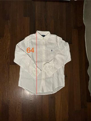 Camicia Polo Ralph Lauren Lino Bianca Tg. L