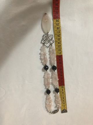 Collana Quarzo Rosa Pietre Nere e Pendente