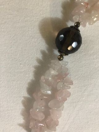 Collana Quarzo Rosa Pietre Nere e Pendente