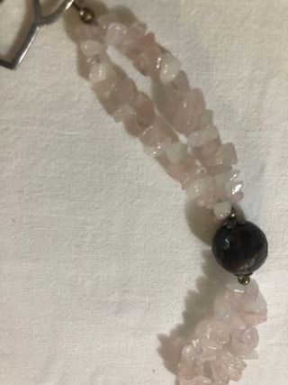 Collana Quarzo Rosa Pietre Nere e Pendente