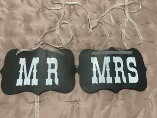 Placas Mr & Mrs com fita