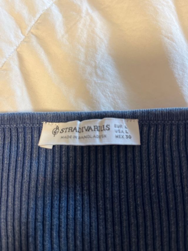 Jersey Stradivarius Azul Escote V Talla L