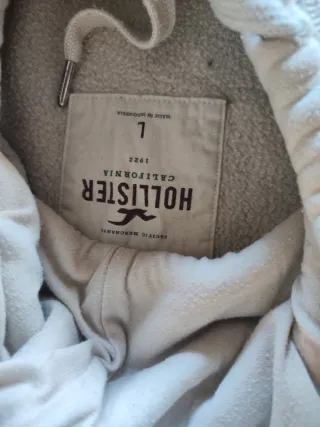 Sudadera Hollister Beige con Detalles Rosas