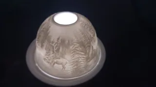 Portacandele in porcellana scena invernale