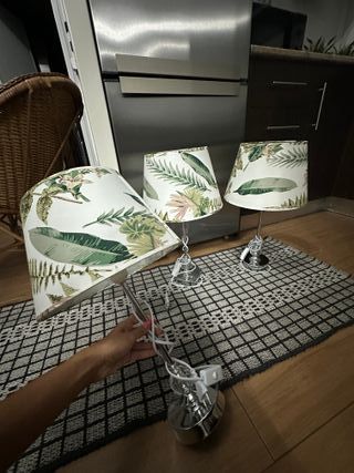 3 Abajures Estampados Folhagem