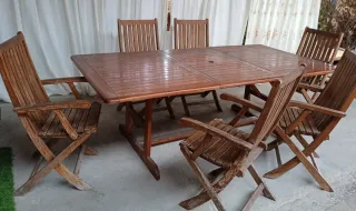 Conjunto Mesa y Sillas Terraza Madera