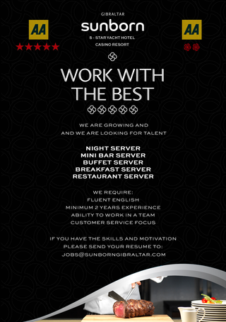 Seleccionando camareros/as para hotel en Gibraltar
