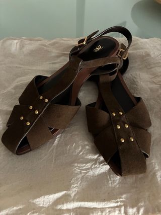 Sandalias Zara Serraje Marrón/Verde