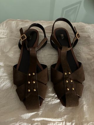Sandalias Zara Serraje Marrón/Verde