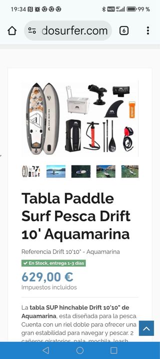 Tabla Paddle Surf Pesca Drift 10' Aquamarina
