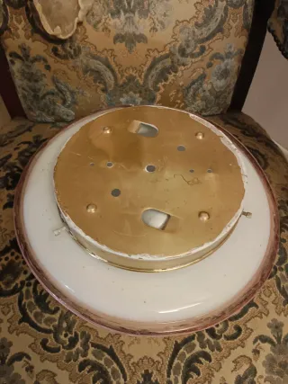 Plafoniera Vetro Murano Bianco Profilo Rosa