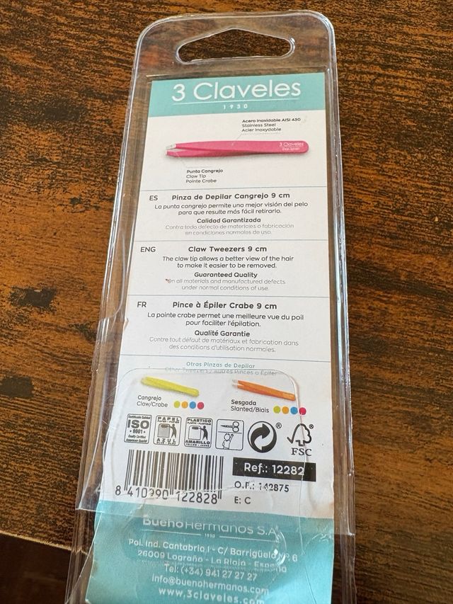 Pinza Depilar 3 Claveles Cangrejo Inox