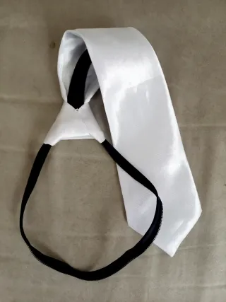 Nueva Corbata Blanca Ajustable A Medida Cremallera