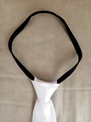 Nueva Corbata Blanca Ajustable A Medida Cremallera