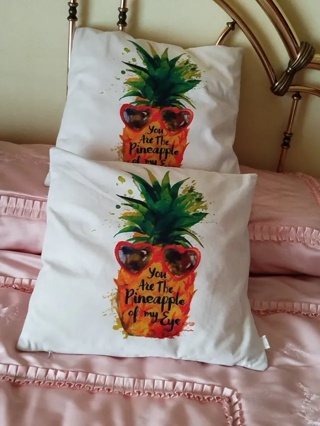 2 Cojines Piña Corazón Gafas 42x43cm