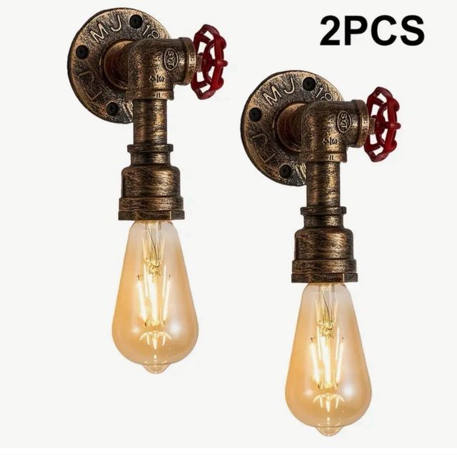 2 Apliques de bombilla metal estilo industrial