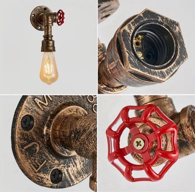 2 Apliques de bombilla metal estilo industrial