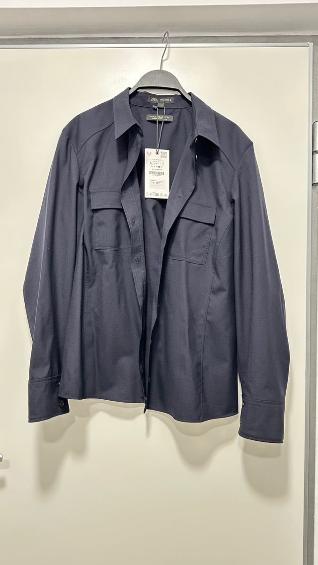 Camisa ZARA Lana Negra Talla L